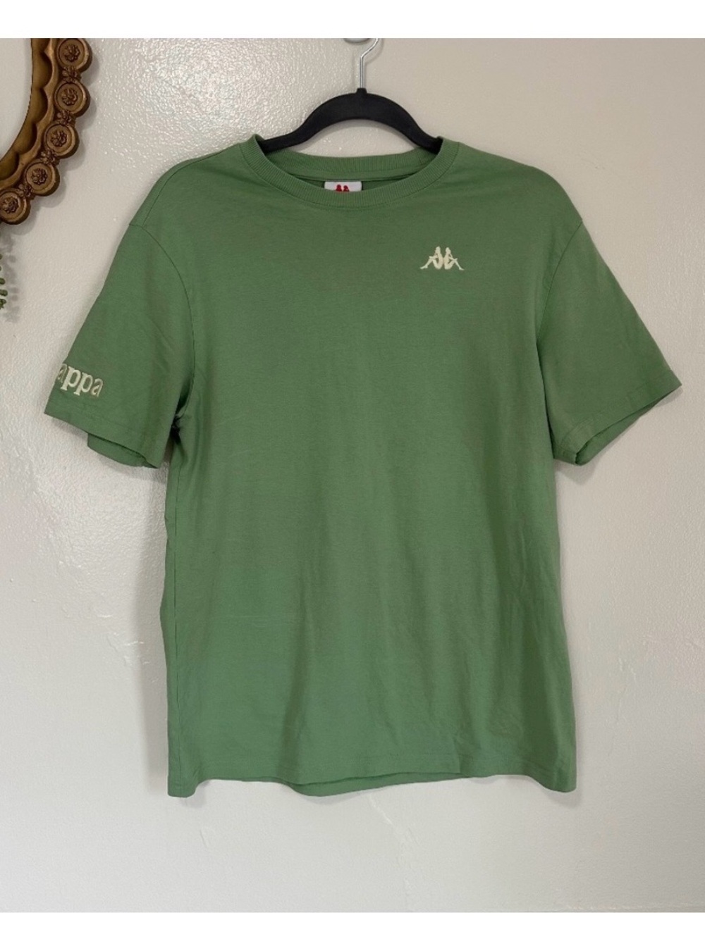 Kappa green short sleeve shirt embroidered logo on chest & name on sleeve medium